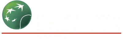 L'immagine mostra il logo degli Internazionali BNL d'Italia, caratterizzato da una palla da tennis verde con stelle bianche che rappresentano il logo della BNL, su uno sfondo che combina i colori del nero, del verde e del rosso.